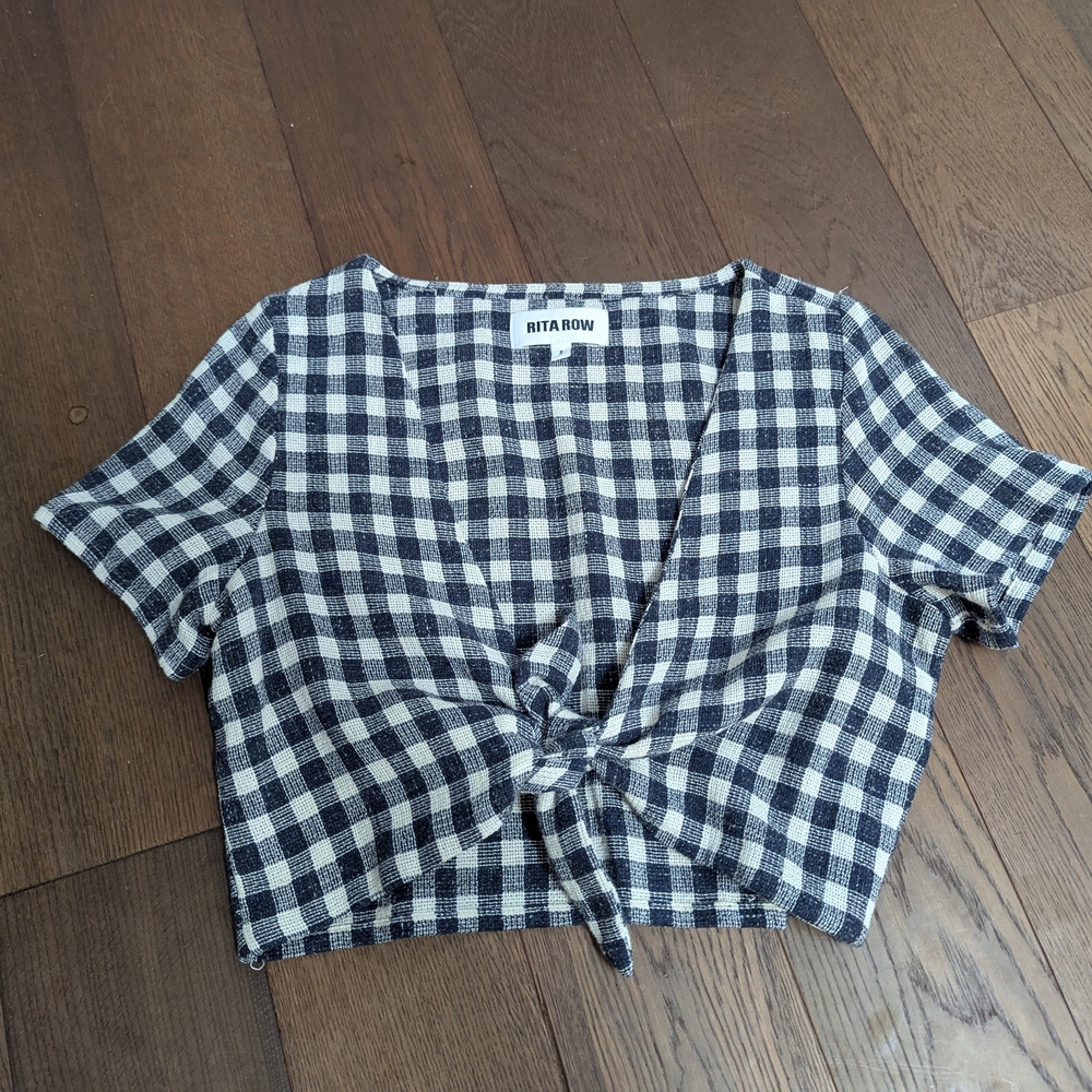 Rita Row Navy and White Checkered Women's Blouse